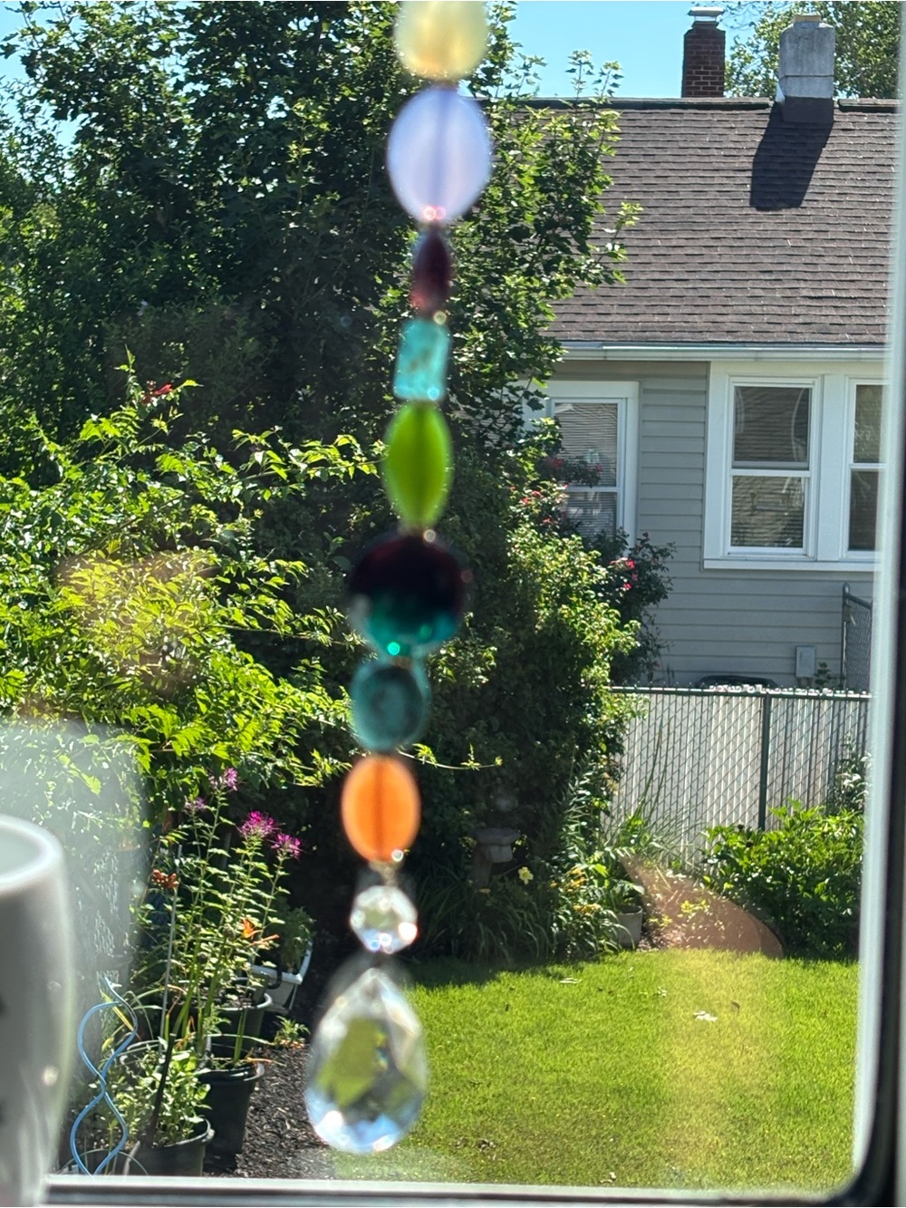 Hand Crafted Sun Catcher-Vintage Crystal Pendulum LargeBeautiful MulticolorStone